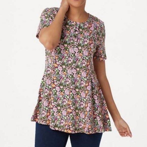 Denim&Co Tops Denim Co Printed Jersey Fit Flare Top 225 Poshmark